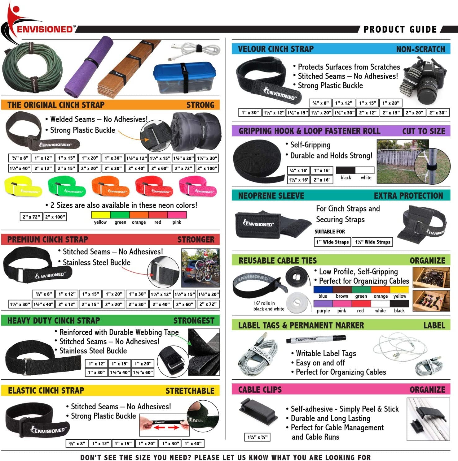 Premium Cinch Straps with Stainless Steel Metal Ring (Buckle), Reusable Durable Hook and Loop, Multipurpose Securing Straps 1" X 30" - 8 Pack plus 2 Bonus Original Cinch Straps