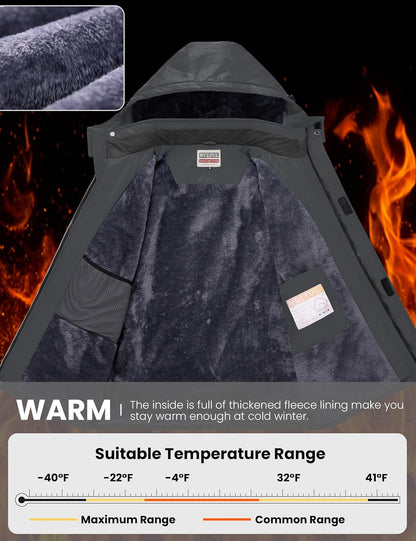 Men'S Waterproof Ski Jacket Warm Winter Snow Coat Mountain Windbreaker Hooded Raincoat
